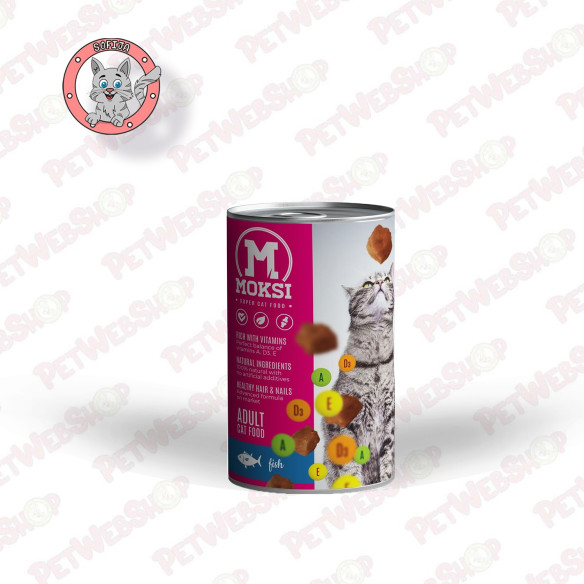 Moksi konzerva riba - vlažna hrana za mačke - 415g Konzerve Moksi petwebshop.com