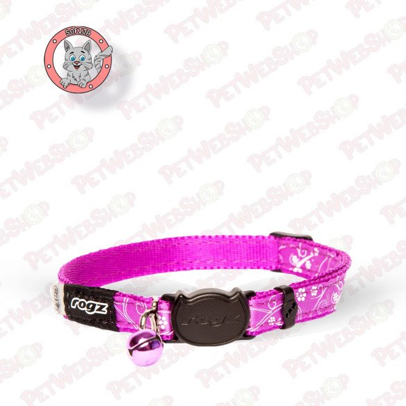 Rogz SilkyCat Purple Filigree - ogrlica za mačke - 200-310/11mm Povodci, ogrlice i amovi Rogz petwebshop.com