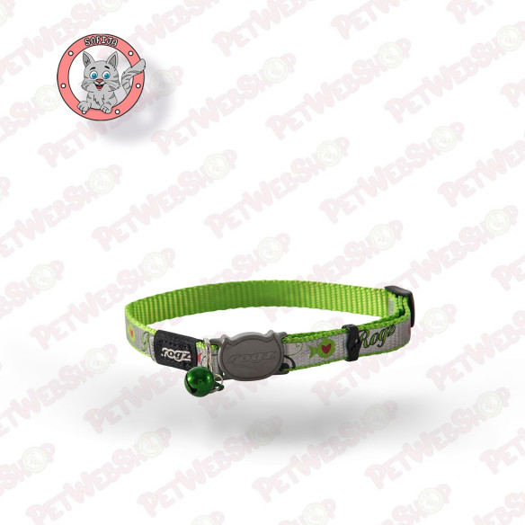Rogz ReflectoCat Zelena - ogrlica za mačke - 20-31cm Povodci, ogrlice i amovi Rogz petwebshop.com