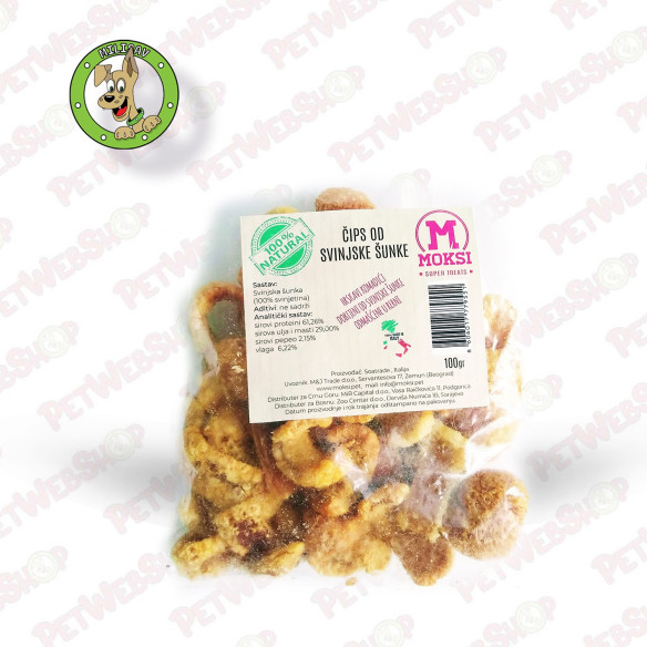 Moksi čips od svinjske šunke - poslastica za pse - više pakovanja Classic Moksi petwebshop.com
