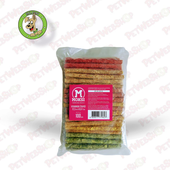 Moksi Obojeni Manchy Štapic - vitaminska poslastica za pse - 12.5cmx9-10mm, 100kom Classic Moksi petwebshop.com
