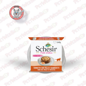 Schesir Cat Mousse Petit Delice - tuna, piletina i račići - vlažna hrana za mačke - 2x40g Konzerve Schesir petwebshop.com
