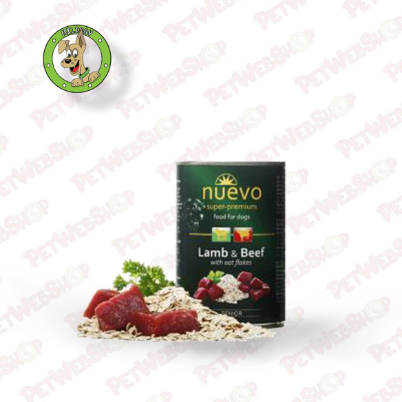 Nuevo Senior jagnjetina, govedina, ovsene pahuljice - vlažna hrana za starije pse - 6x400g Konzerve Nuevo petwebshop.com