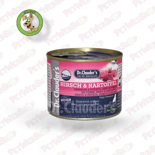 Dr.Clauder’s Selected Meat Jelen & Krompir - vlažna hrana za pse - 400g i 800g Konzerve Dr Clauder's petwebshop.com