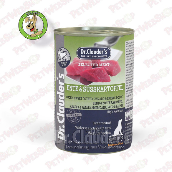 Dr.Clauder’s Selected Meat Pačetina & Slatki Krompir - vlažna hrana za pse - 400g i 800g Konzerve Dr Clauder's petwebshop.com
