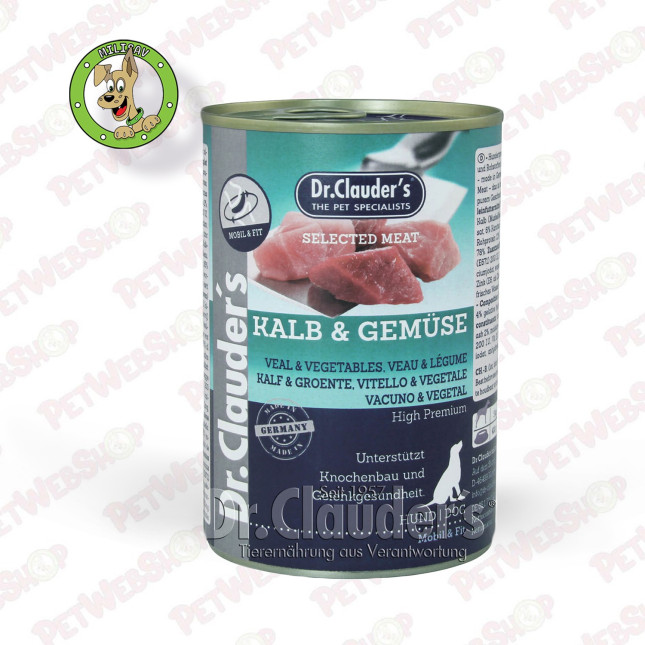 Dr.Clauder’s Selected Meat Teletina & Povrće - vlažna hrana za pse - 400g i 800g Konzerve Dr Clauder's petwebshop.com
