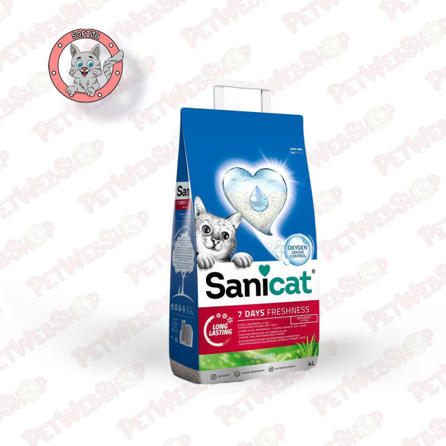 Sanicat 7 Days Aloe Vera - negrudvajući posip za mačke - 4l Negrudvajući Sanicat petwebshop.com