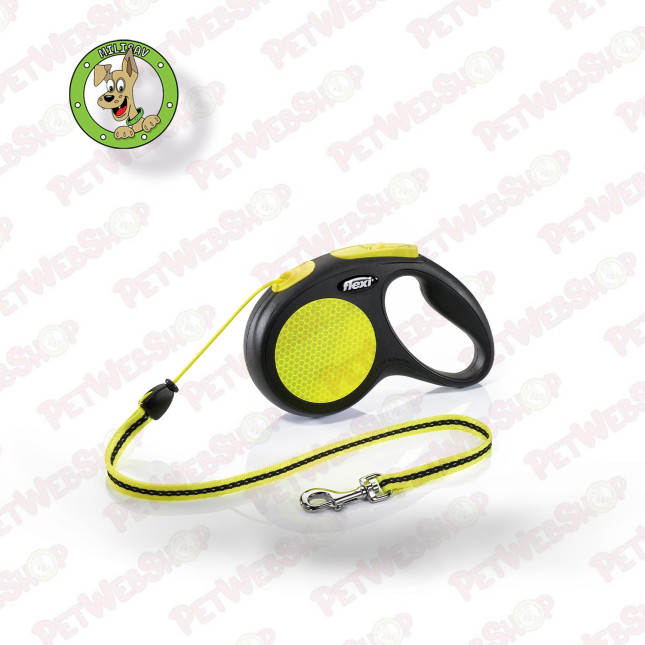 Flexi New Neon M cord 5m - povodac za pse težine do 20kg Povodci Flexi petwebshop.com