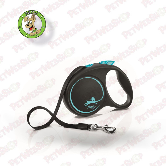 Flexi Black Design M Tape 5m - povodac za pse težine do 25kg - više boja Povodci Flexi petwebshop.com