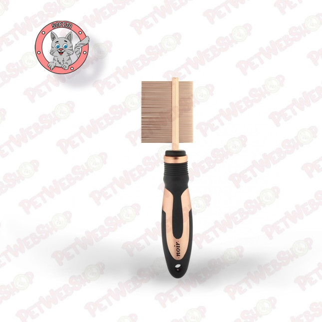 Ebi Noir Češalj za raščešljavanje ućebane dlake mačaka 2u1 - kombinovana dužina zubaca - 22,5x5cm Četke za mačke Ebi petwebshop.