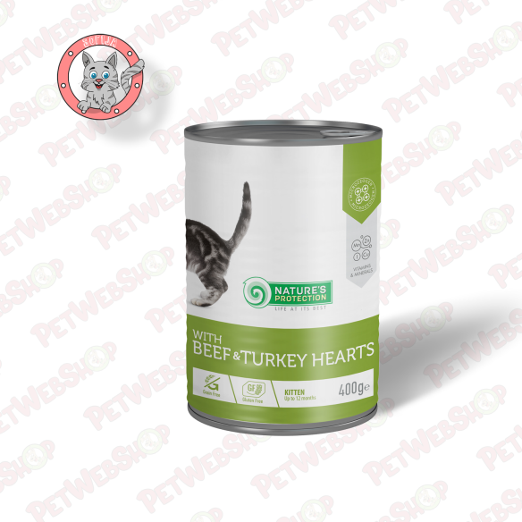 Nature's Protection Kitten Super Premium Beef & Turkey Hearts - hrana za mačiće i juniore sa govedinom i ćurećim srcima - 400g K