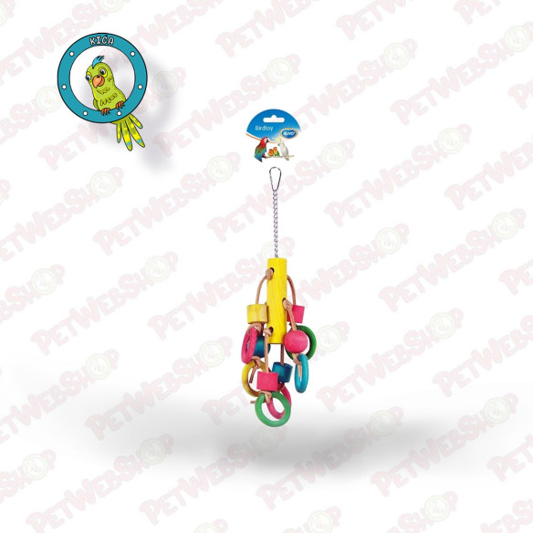Duvo+ Igračka za ptice - Šareno drveno prstenje sa kockama - 33cm Kavezi i oprema za velike papagaje Duvo+ petwebshop.com