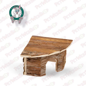 Duvo+ Drvena kućica za male životinje ugaona Lodge Bark - 22x22x13cm Kavezi i oprema za činčilu/degua Duvo+ petwebshop.com
