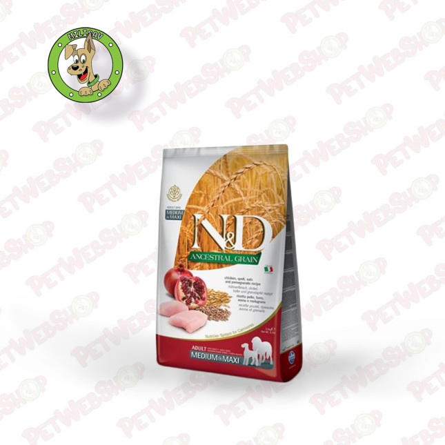 N&D Ancestral Grain Medium&Maxi Adult Chicken&Pomegranate - hrana za odrasle pse srednjih i velikih rasa - 2,5kg Granule za pse 