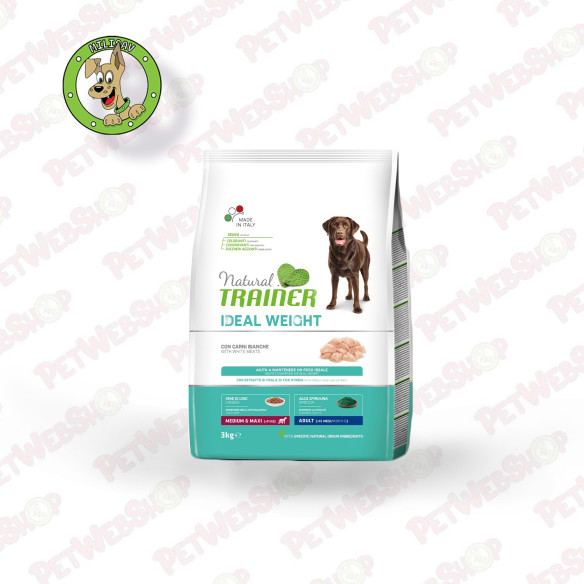 Trainer Natural Dog Ideal Weight Medium&Maxi Belo Meso - hrana za odrasle pse srednjih i velikih rasa - 3kg i 12kg Granule za ps