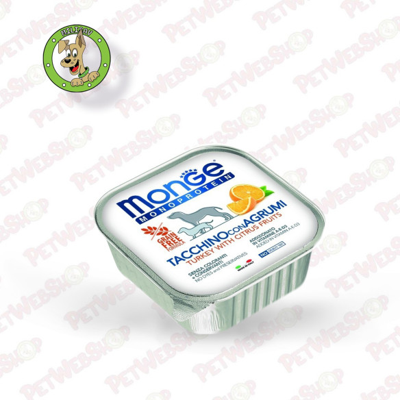 Monge Dog Monoprotein ćuretina i citrusi u pašteti - vlažna hrana za odrasle pse - 150g Paštete Monge petwebshop.com