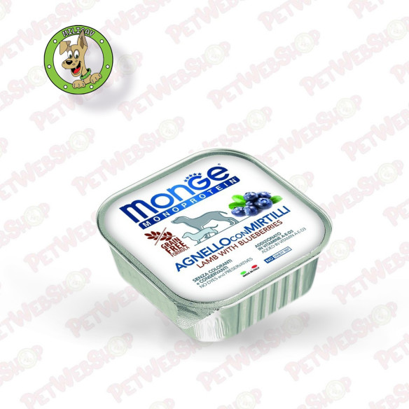 Monge Dog Monoprotein jagnjetina i borovnice u pašteti - vlažna hrana za odrasle pse - 150g Paštete Monge petwebshop.com