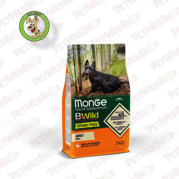 Monge BWild Grain Free Pačetina sa krompirom - hrana za odrasle pse mini rasa - 2,5kg Granule za pse Monge - Bwild petwebshop.co