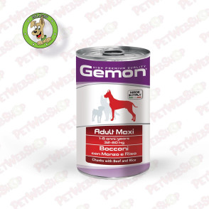 Gemon Govedina u komadićima sa pirinčem - vlažna hrana za odrasle pse velikih rasa - 1250g Konzerve Gemon petwebshop.com