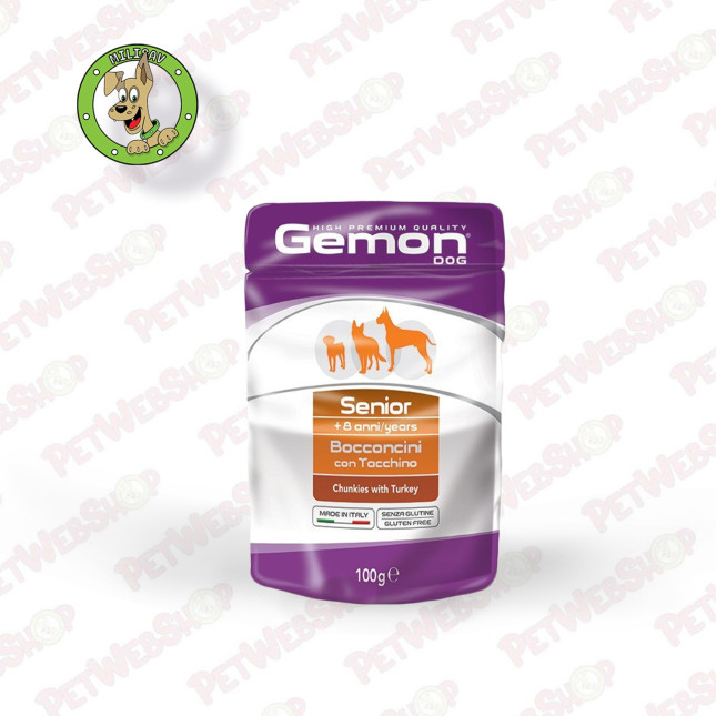 Gemon Dog Senior - ćuretina u sosu - vlažna hrana za starije pse - 100g Sosići - Kesice Gemon petwebshop.com