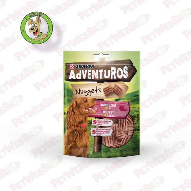Adventuros Nuggets Divlji Vepar - Poslastice za odrasle pse u vidu ukusnih medaljona -  90g Premium Adventuros petwebshop.com