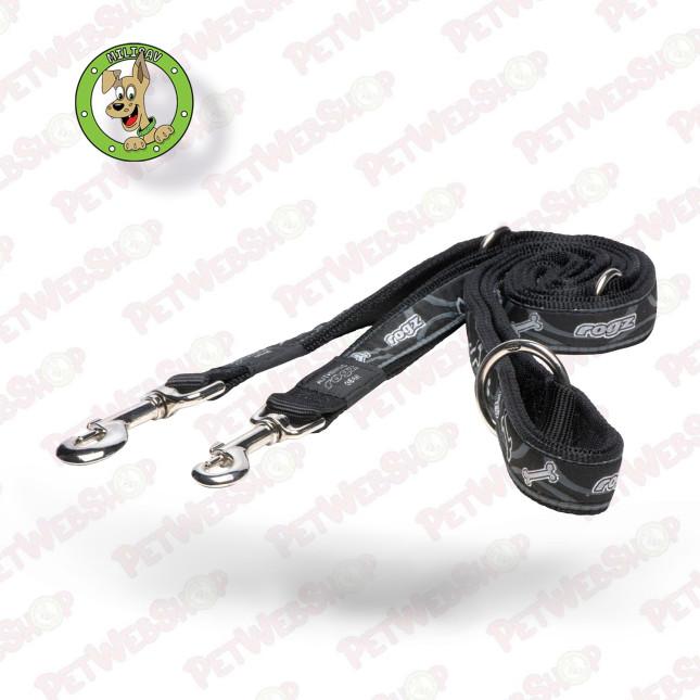 Rogz Armed Response Black Bone - Višenamenski povodac za pse - 2 veličine Povodci Rogz petwebshop.com