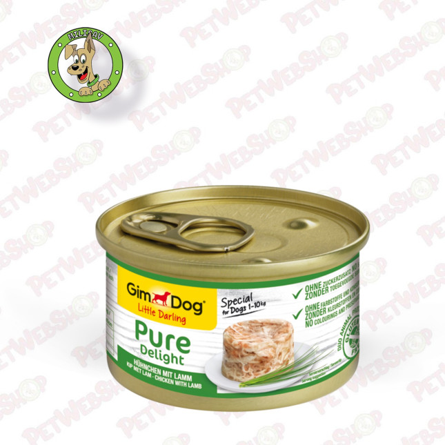 GimDog pure delight chicken + lamb - vlažna hrana za odrasle pse malih rasa - 85g Konzerve GimDog petwebshop.com