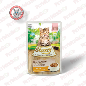 Stuzzy Kitten preliv sa komadićima piletine - vlažna hrana za mačiće i juniore - 85g Sosići - Kesice Stuzzy petwebshop.com