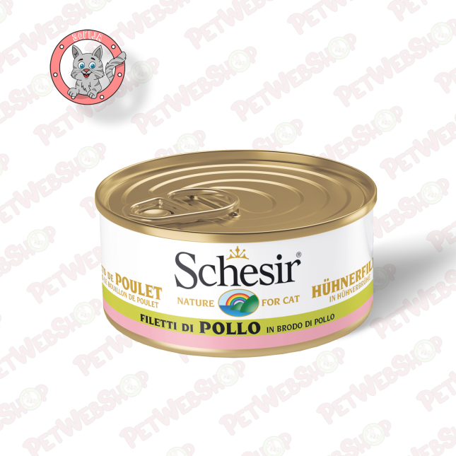 Schesir Cat Brodet Piletina - vlažna hrana za odrasle mačke - 70g Konzerve Schesir petwebshop.com