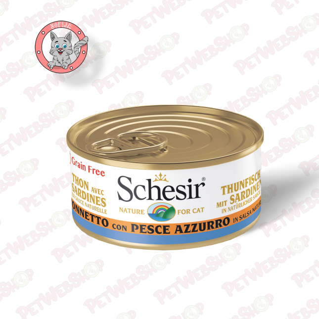 Schesir Cat Brodet Tunjevina i Sardina - vlažna hrana za odrasle mačke - 70g Konzerve Schesir petwebshop.com