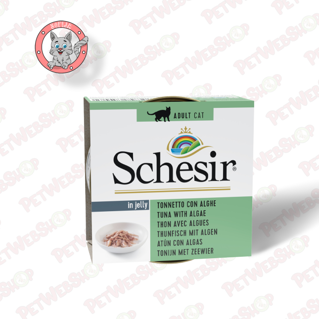 Schesir vlažna hrana za mačke Cat - tunjevina sa algama u želeu - 85g Konzerve Schesir petwebshop.com