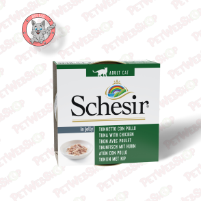 Schesir Cat - vlažna hrana za mačke  - tunjevina i piletina u želeu - 85g Konzerve Schesir petwebshop.com