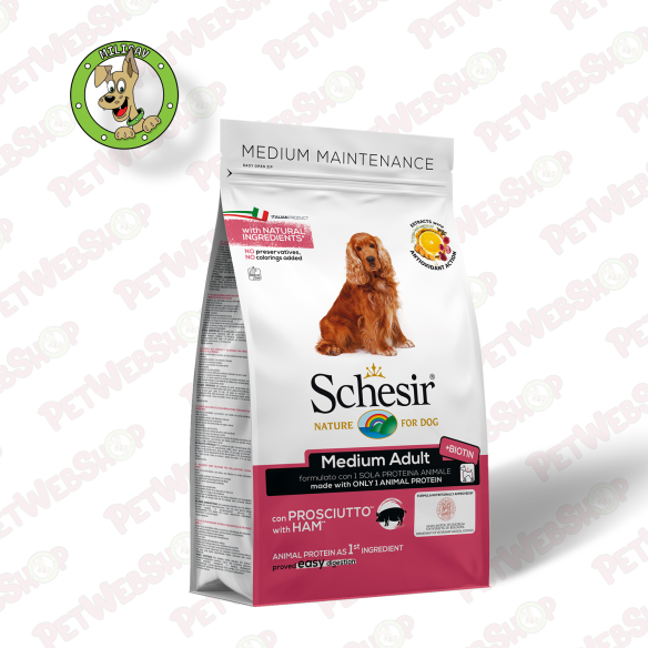 Schesir Dry Dog Medium Šunka - suva hrana za odrasle pse srednjih rasa - 3kg i 12kg Granule za pse Schesir petwebshop.com