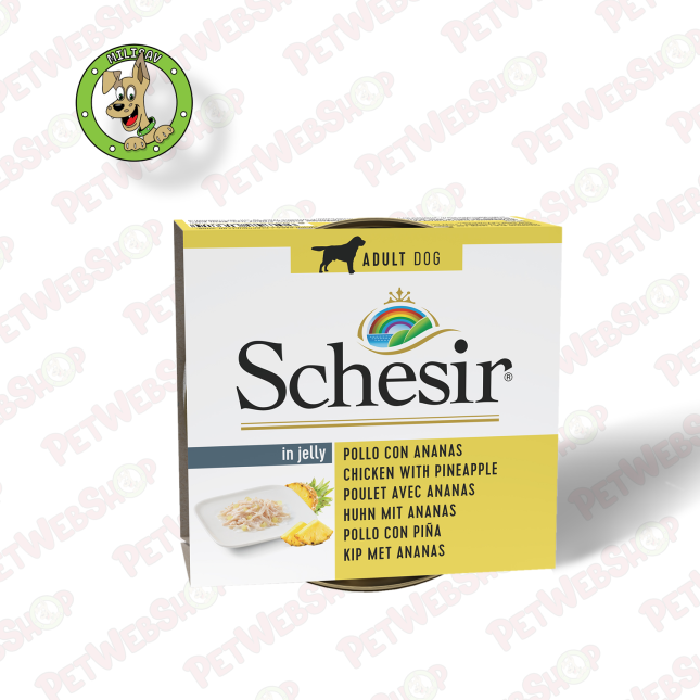 Schesir Dog Piletina i Ananas - vlažna hrana za odrasle pse - 150g Konzerve Schesir petwebshop.com